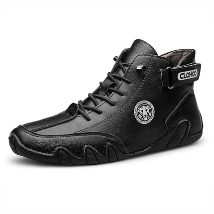 CLOHOO Hand-Sewn Octopus Design Men's Short Boots High-Top Leather Riding Boots Stylish Men's Footwear