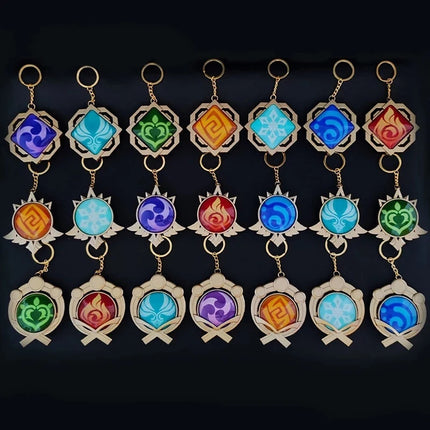 Anime Game Genshin Impact Vision Keychain Luminous 7 Element Weapons Eye Of Original God Toy Luminous Keyring Bag Pendant Gift