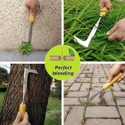 L Shaped Hand Crevice Weeder Root Remover Tool Outdoor Weeder Portable Weed Puller Handled Up Manual Stainless Steel Garden Tool