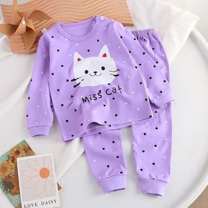 Multi Color Cute Cartoon Bear Print Toddler Baby Suits Tops Hoodie and Pants Comfortable Baby Sets for 1-8Y Kids Clothing Sets