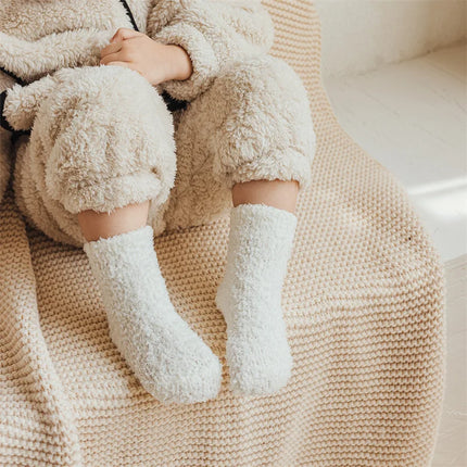 3Pairs Winter Warm Fuzzy Baby Socks Anti Slip Coral Fleece for Newborn Toddler Kids Boys Girls Soft Floor Socks