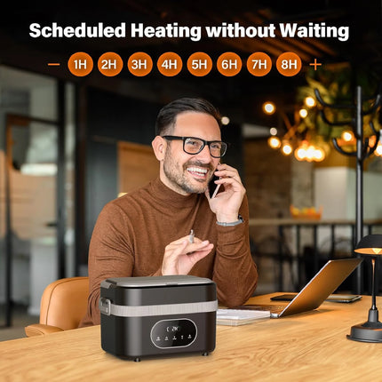 1.5L Electric Heated Lunch Box for Adults 60W Heated with Temp 18000mah Display Portable Food Warmer for Work Car or home