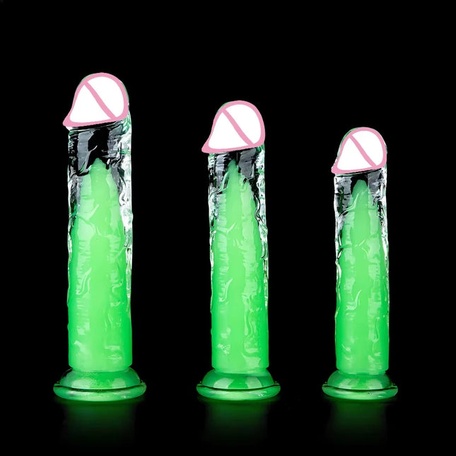 Fluorescent Green Dildos for Women Realistic Big Jelly Dildo Female Masturbator Prostate Stimulator Lesbian Sex Toys for Women