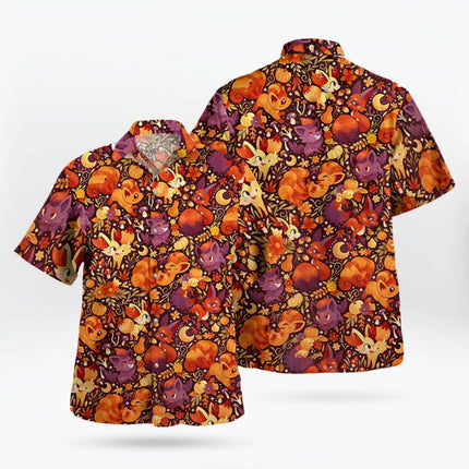 2026 Fire Fox Pokemon Hawaiian Shirt Pokemon Fans Gift Summer Sports Leisure Men's T-Shirt Children's Clothing Tee Woman