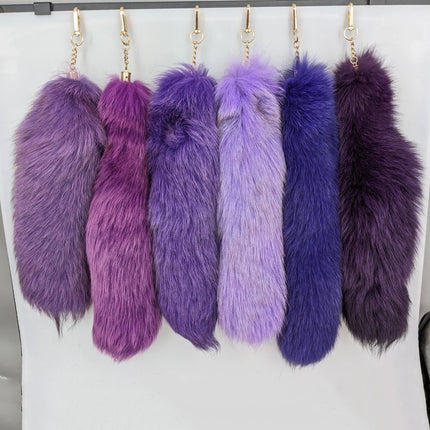 natural fox fur tail keychain furry 2024 chic y2k  beautiful accessory length 40 cm Car Keychains For Women