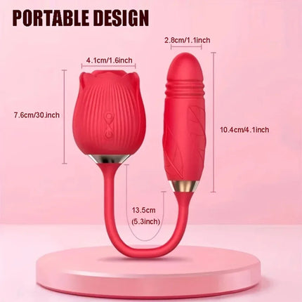 2 in1 Thrusting Vibrator Dildos for Women Rose Sucking Vibrator G Spot Anal Vibrators Stimulator Adult Supplies Female Sex Toys