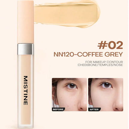 Mistine Liquid Concealer Full Coverage Under Eye Concealer for Dark Circles 24H Long-Lasting Waterproof Natural Coverage 1 Count