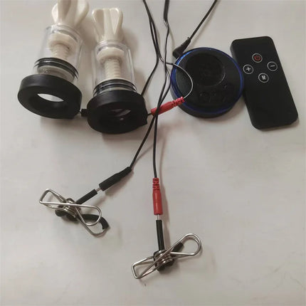 Metal Nipples Clips Labium Clamps Clitoris Stimulation Breast Sucker 8 Modes Electric Shock Sex Toys for Women Men Couples Games