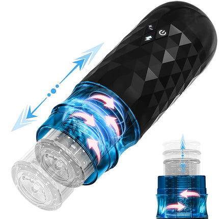 Telescopic Rotation Masturbator Cup - Penis Pump for Men | Blowjob Vagina Adult Sex Toy | Piston Automatic Thrusting Male Masturbator