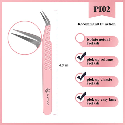 MAYOOC Eyelash Tweezers With Fiber Tips Stainless Steel High Precision Tweezer Volume Fans lash Tweezer Makeup Tools Custom Logo
