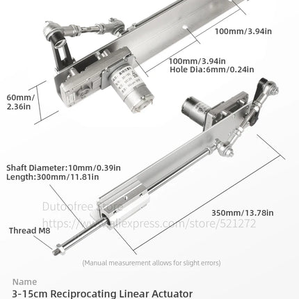 Remote Control Telescopic Linear Actuator 3XLR Connector with Suction Cup Bracket Big Adjustable Stroke 6-20cm/3-15cm for DIY