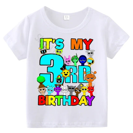 Summer Short Sleeves Sprunki Incredibox Print Children T-shirts Kids Clothes Boys Girls Cotton Tees Tops Birthday Party Gifts