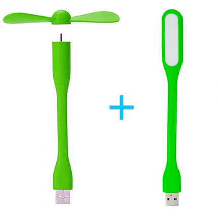 Portable Creative Mini USB Fan Flexible Bendable Cooling Fan and USB LED Light For Power Bank Notebook & Computer Summer Gadget