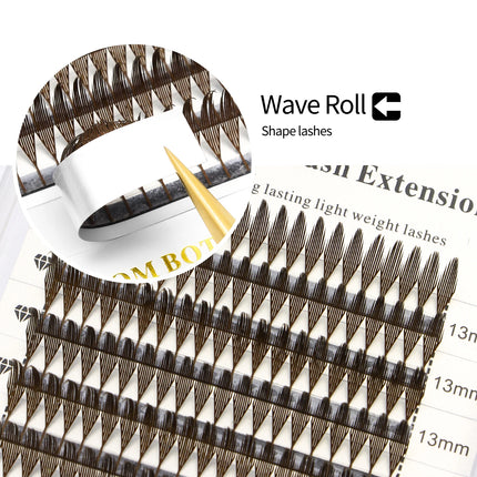 XIUSUZAKI Brown Comic Spire Lashes Automatic Flowering Premade Fans Eyelashes Extensions Individual Volume False Lashes