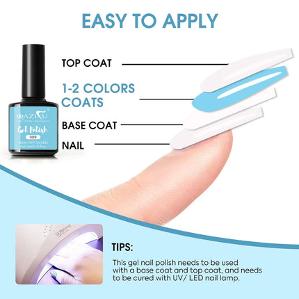 QAZIXU Sky Blue Nail Gel Polish Soak Off UV LED Semi Permanent Varnish Manicure Tools For Salon Nail Art DIY Popular Color