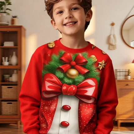 Funny Boys Sweatshirt Christmas Suit Tie 3D Print Autumn Long Sleeve Hoodies Pullover Boys Clothes Holiday Children's Clothing