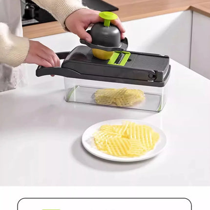 16 in 1 Handheld Slicers Dicers Graters, Multifunctional Vegetable Chopper Kitchen Food Tool with Container & Safety Guard