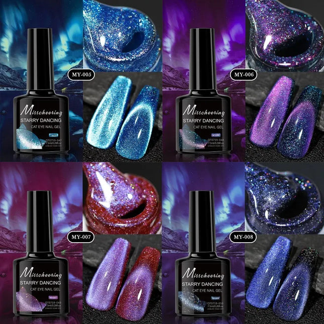 Romantic Galaxy Cat Eye Gel Nail Polish Semi-permanent Glitter Soak Off UV Holographic Magnetic Rainbow Gel for Nail Manicure