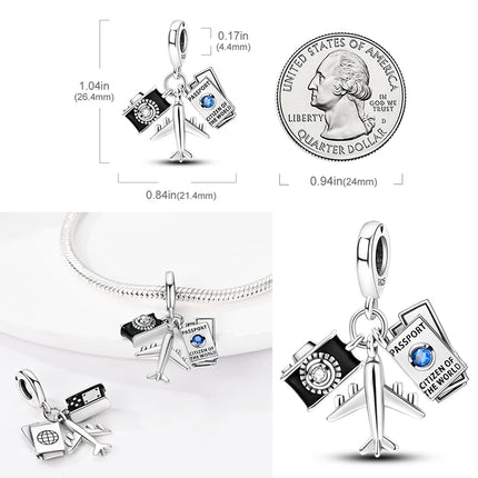 2025 New Charm 925 Sterling Silver Glow Firefly Travel Airplane Cat Paw Dragon Bead Fit Bracelet Bangle Necklace DIY Jewelry