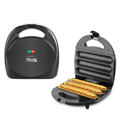 Electric Hot Dog Machine 3 Corn Dogs Waffle Maker Non-stick Double-sided Heating Sausage Rolls Kitchen Griddle for Party Festive