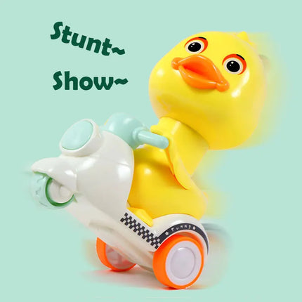 Hot Sale Cute Duck Inertia Motorcycle Car, Rotatable Press Head, Anti-Collision Anti-Drop Mini Vehicle, Educational Toy For Kids