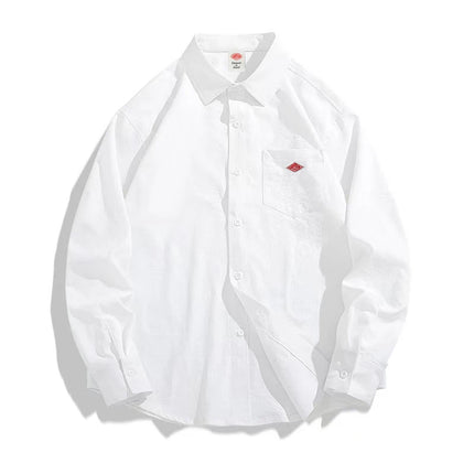 Korean Style Summer With Pocket Embroidery Button Down Tee high quality Men's Women Casual Long Sleeve Shirt Fashion couple Tops