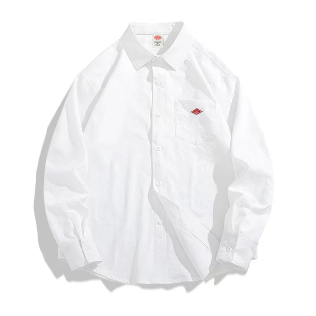 Korean Style Summer With Pocket Embroidery Button Down Tee high quality Men's Women Casual Long Sleeve Shirt Fashion couple Tops