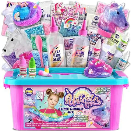 Unicorn Crystal Slime DIY Making Kit, Stress Relief Toy for Kids, Birthday Party & Family Activity Gift
