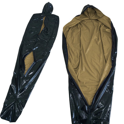 Vinyl PVC Leather Bondage Sack Bag with Inner Arm Pocket Zipper Wetlook Two Side Bondage Bag Cross Dressering Cosplay Bodysuit