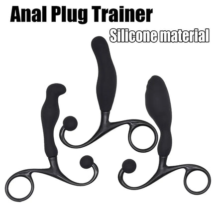 Silicone Prostate Massager for Men, P-Spot Stimulator with Perineum Arm, Ergonomic Anal Plug Trainer for Adult Pleasure