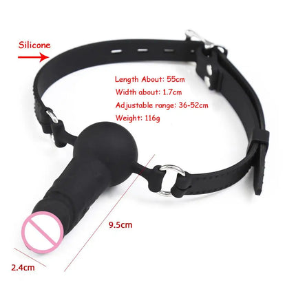 Silicone Dildo Ball Gag PU Strap Mouth Plug Sexy Adult BDSM Bondage Restraints Roleplay Slave Toys for Women Men Couples Bed