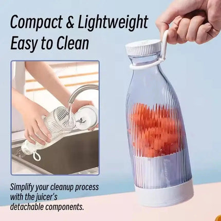 2026New 500ml Rechargeable Portable Juicer, Ice Cream Electric Juicer, Mini Glass Juice Bottle With Stainless Steel Blade