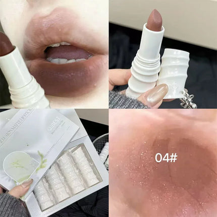 QIBEST New Exquisite Symphony Matte Lipstick Matte Soft Mist Korean Cosmetics Light Color Colorful Lasting Shiny Lipstick Makeup