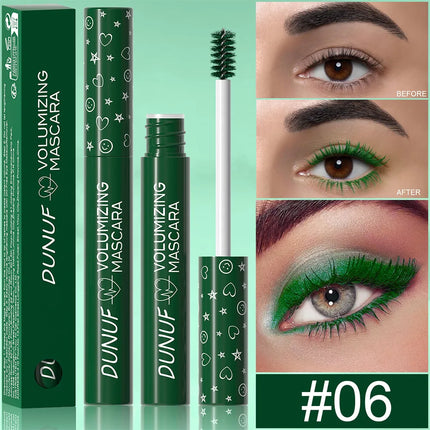 2pcs Green Purple Slender Curly Mascara, Color Mascara Waterproof Not Easy To Smudge, Portable Fine Brush Head，Holiday Makeup