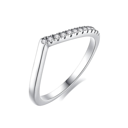 Original 925 Sterling Silver Ring Love Heart Wishbone Moon Sun Rings Crystal Rose Gold For Women Wedding Gift Luxury Jewelry