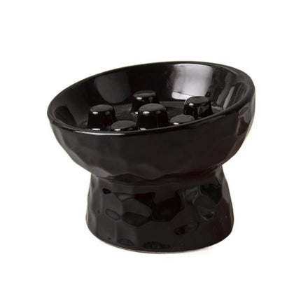 Ceramic Cat Slow Feeder Bowl Slanted Mouth Non-slip Pet High Foot Bowl Anti Tipping Stable Elevated Cats Feeder Basin