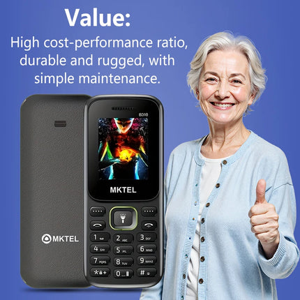 B310 1.77 Inch Dual SIM Feature Phone SC6531E Bluetooth FM Radio MP3 Torch 800mAh Battery Unlocked Basic Mobile Phone