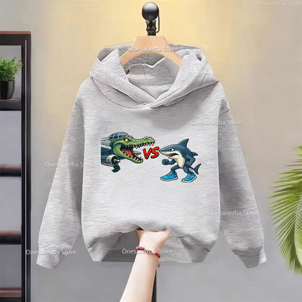Cartoon Italian Brainrot Children's Hoodies Funny Graphic Boy Fleece Sweatshirt Tralalero Tralala Casual Sports Pullover Coats