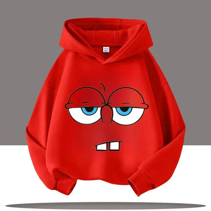 New Cute Cartoon SpongeBob SquarePants Autumn and Winter Fashion Cute Boys and Girls Daily Outing Warm Children's Hoodies