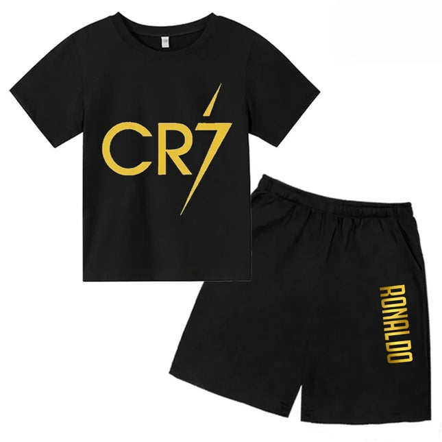 3D Kids' T-shirt Summer CR7 Star Print Top/Shorts Boys/Girls Preschool 3-13Y Birthday Gift Sunshine Casual Round Neck Sports Set