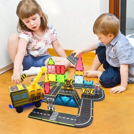 Magnetic Building Blocks Toys, Magnetic Tiles, Creative DIY Track Building Kit Construction Toys