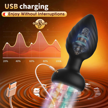 Remote Control Rotation Rose Butt Plug for Men Women Wiggle Anal Vibrator Gay Anal Plug LED Adult Sex Toys for Couples Supplies