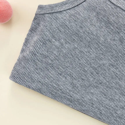 1-6 Years Kids Girls Casual Tank Tops Solid Black Gray Sleeveless Knitted Sling Crop Tops For Girls