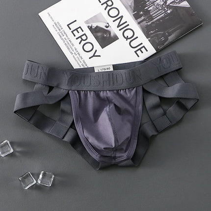 Men Sexy Underwear Jockstrap Thongs Cotton Briefs Dew Buttocks Underpants Bondage Panties Open Butt Male Lingerie G-String Thong