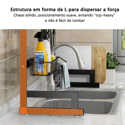 Stainless Steel Kitchen Storage Rack with Drainage System for Sink, Dishwasher Organized for Cups and Cutlery