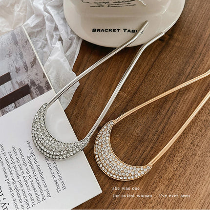 Metal Flower Hair Stick For Women Girls U-shaped Hairpin Fashion Hair Clip Pins New Blue Crystal Hair Bun Hair Accessories