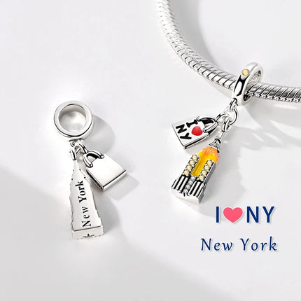 Original 925 Sterling Silver Charms Paris Eiffel Tower Charms Bead Pendant Fit Bracelets Bangle Necklaces Women DIY Jewelry Gift