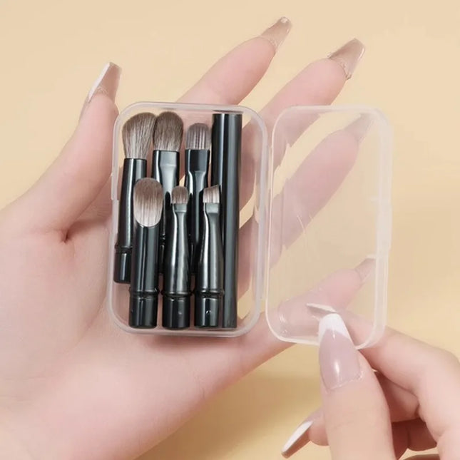 6pcs Portable Mini Makeup Brush Set with Detachable Travel Contour Concealer Brush,Eyeshadow Brush and Double-ended Makeup Brush