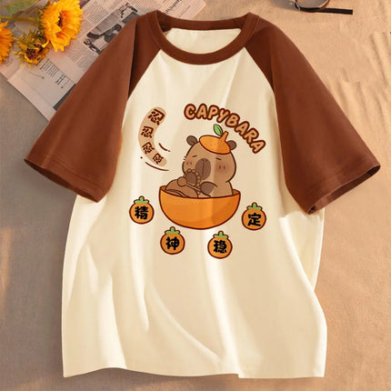 Funny Capybara T-shirts Men Women Summer Cute Animal T Shirt Short Sleeve Graphic T Shirts Streetwear Women's Clothing