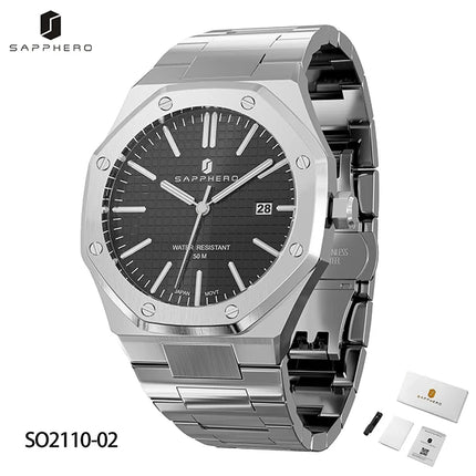 SAPPHERO Fashion Men's Watches Stainless Steel Business Watches Men's Waterproof Date Display Watches for Men